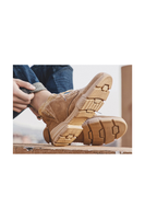 Beige Inside Ribbed Lining Boots Mens Shoes Faux Suede Vintage Winter