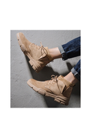 Beige Inside Ribbed Lining Boots Mens Shoes Faux Suede Vintage Winter